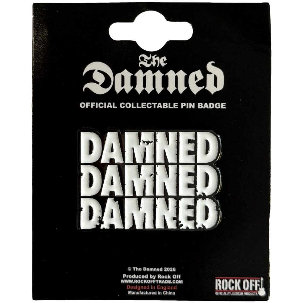 The Damned - Stacked Logo Pin - White/Black